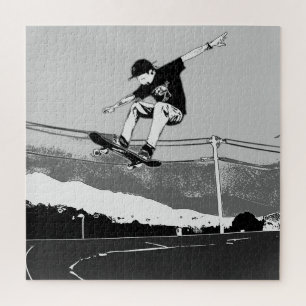 Skateboarder Getting Air - Skateboarder Design Jigsaw Puzzle