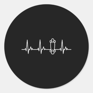 Skateboarder Gift Design My Heart Beats For Skateb Classic Round Sticker