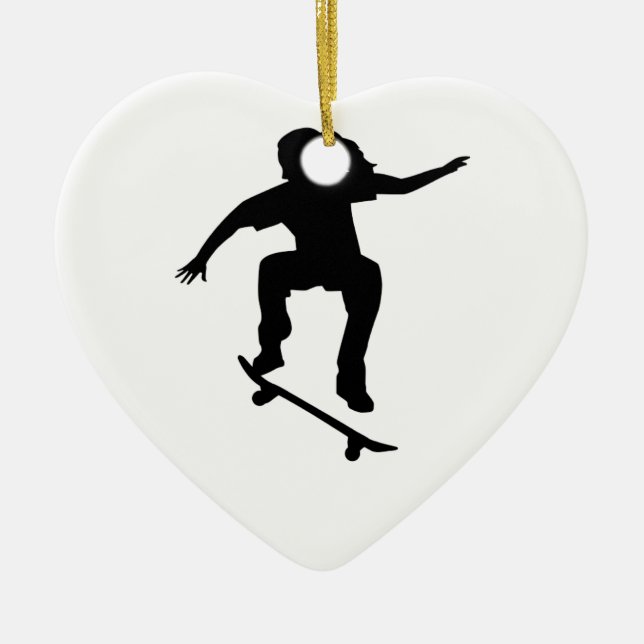 Skateboarder girl ceramic tree decoration (Front)