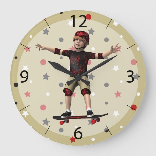 Skateboarder Large Clock (Front)