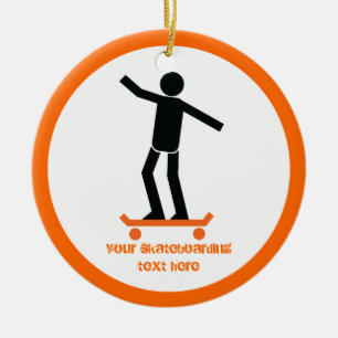 Skateboarder on his skateboard custom ceramic ornament