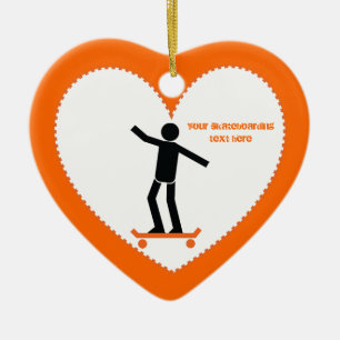 Skateboarder on his skateboard custom ceramic tree decoration