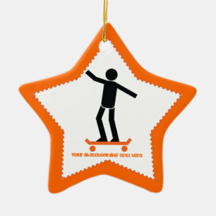 Skateboarder on his skateboard custom ceramic tree decoration