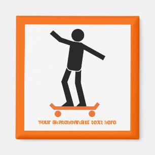 Skateboarder on his skateboard custom magnet