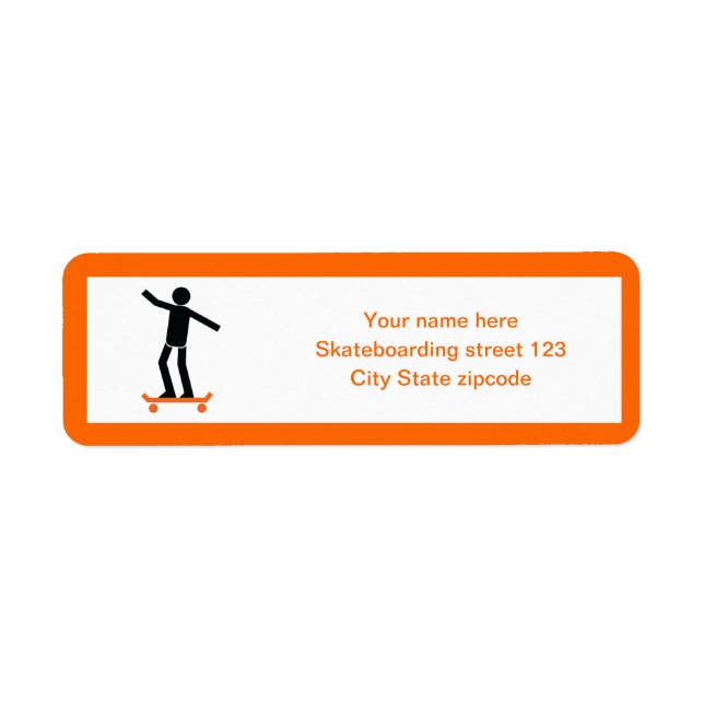 Skateboarder on his skateboard custom return address label (Front)