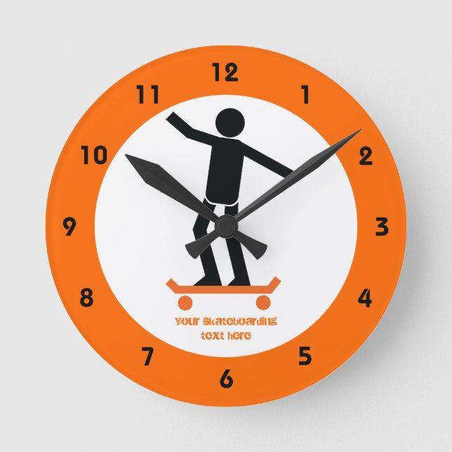 Skateboarder on his skateboard custom round clock (Front)