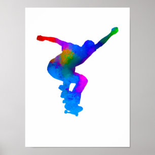Skateboarder Paint Splash Poster