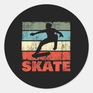 Skateboarder Retro Skateboard Skateboarding Skater Classic Round Sticker