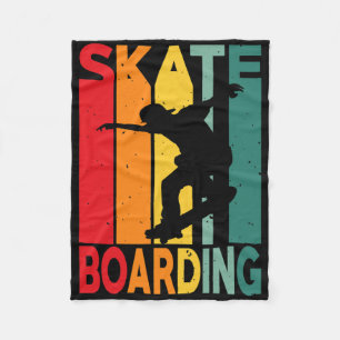 Skateboarder Retro Vintage Design Skateboarding Fleece Blanket