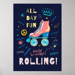 Skateboarder Skateboard All Day Fun Poster