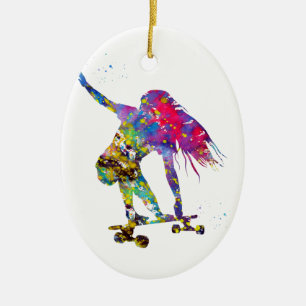 Skateboarder, Skateboard Ceramic Ornament