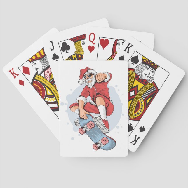 Skateboarder Skateboard Snowman Playing Cards (Back)