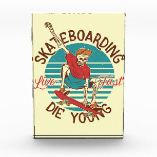 Skateboarder Skateboarding Live Fast Photo Block