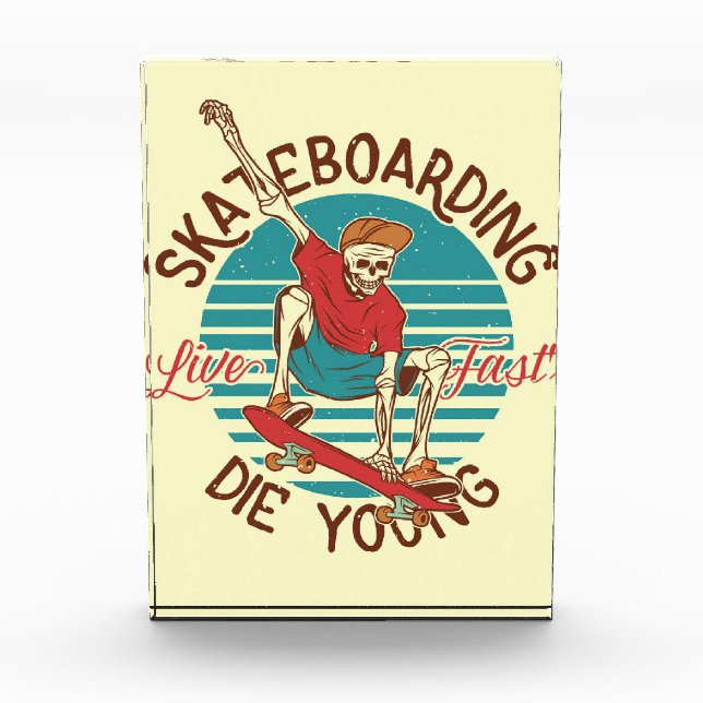 Skateboarder Skateboarding Live Fast Photo Block (Front)