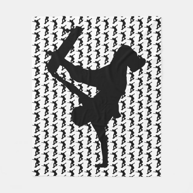 Skateboarder Skateboarding Skateboard Silhouette Fleece Blanket (Front)