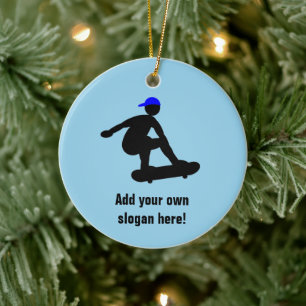 Skateboarder - Skater Boy graphic - add a name to Ceramic Ornament
