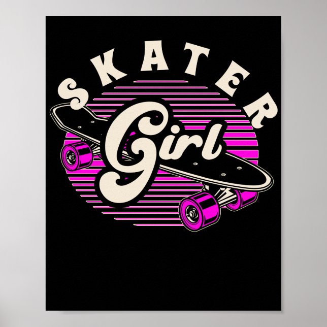 Skateboarder Skater Girl Skateboard Poster (Front)