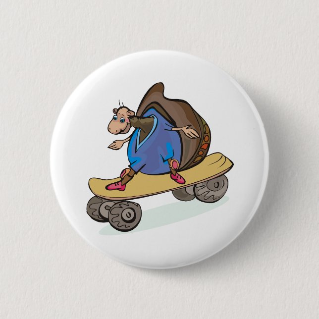 Skateboarder Snail Skateboarding Fun Skateboard 6 Cm Round Badge (Front)
