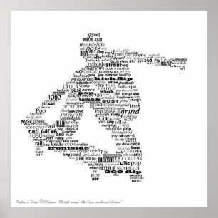 Skateboarder word collage poster
