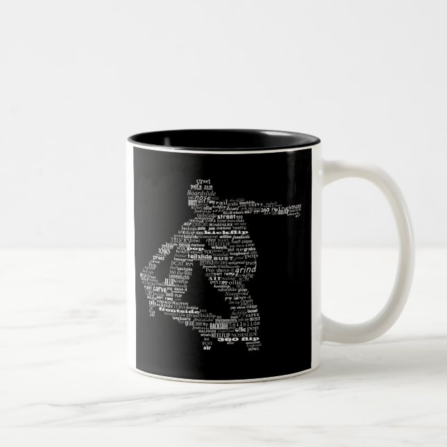 Skateboarder word collage Two-Tone coffee mug (Right)