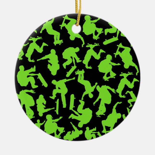 Skateboarders Collage Ceramic Tree Decoration (Front)
