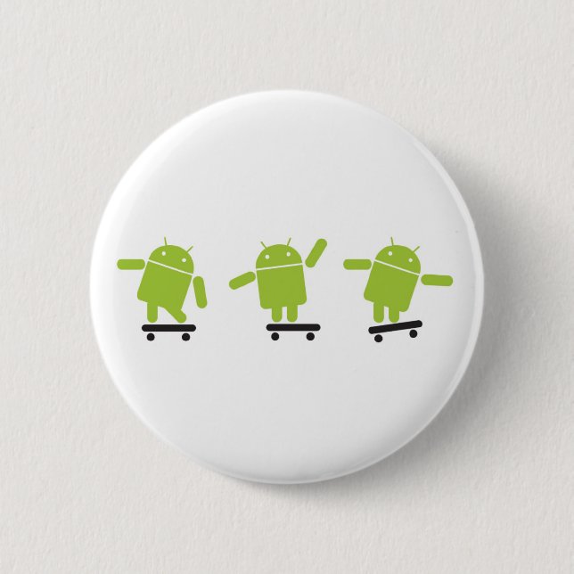 Skateboarding Android 6 Cm Round Badge (Front)