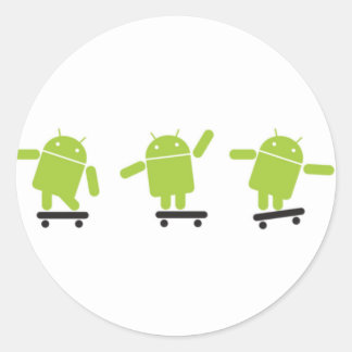 Skateboarding Android Classic Round Sticker