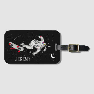Skateboarding Astronaut Luggage Tag
