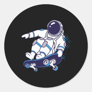 Skateboarding Astronaut Skateboard Lover Skateboar Classic Round Sticker