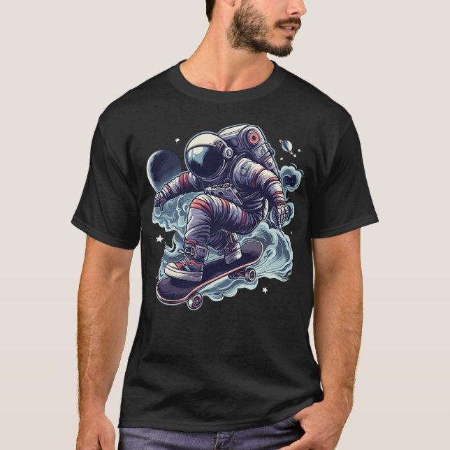 Skateboarding Astronaut T-Shirt (Front)