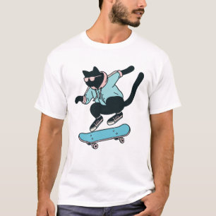 Skateboarding Black Cat T-Shirt