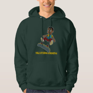 Skateboarding boy cartoon hoodie