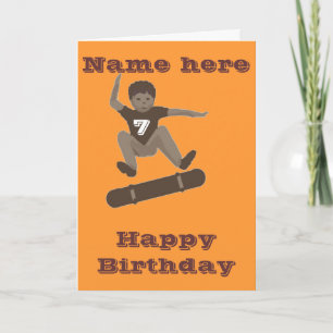 Skateboarding Boy Heel Flipping Birthday card