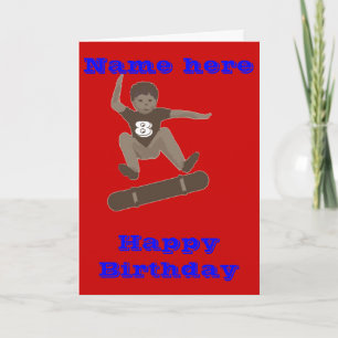 Skateboarding Boy Heel Flipping Birthday card
