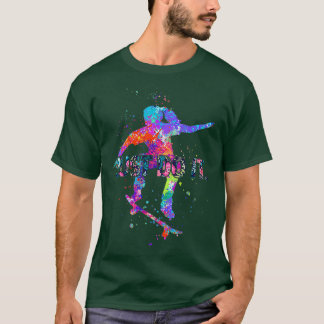 Skateboarding Bright Watercolor T-Shirt