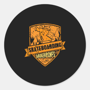 Skateboarding Broken Bones Crew Mountain Crash  Classic Round Sticker