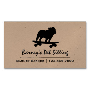 Skateboarding Bulldog Silhouette Cool Skater Dog Magnetic Business Card