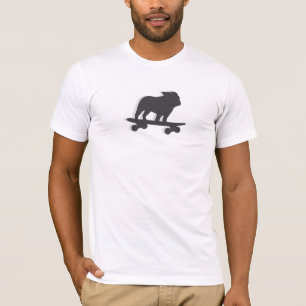 Skateboarding Bulldog Silhouette Cool Skater Dog T-Shirt