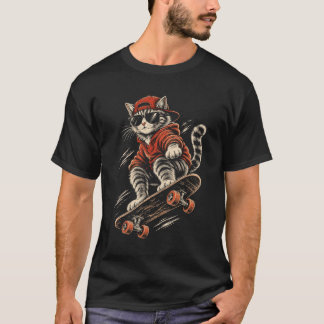 Skateboarding Cat - Funny Cat T-Shirt