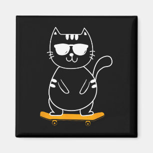Skateboarding Cat - Skateboard Skateboarder Skater Magnet
