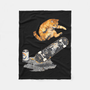 Skateboarding cat street meme funny kitten grunge fleece blanket