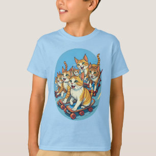 Skateboarding Cats on the Move T-Shirt