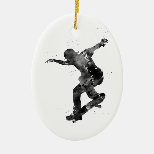 Skateboarding Ceramic Ornament (Front)