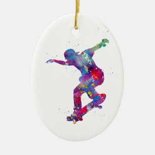 Skateboarding Ceramic Ornament