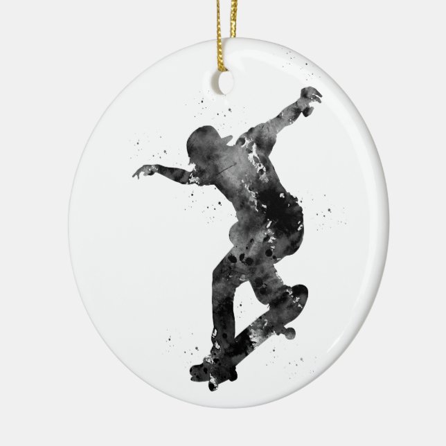 Skateboarding Ceramic Ornament (Left)