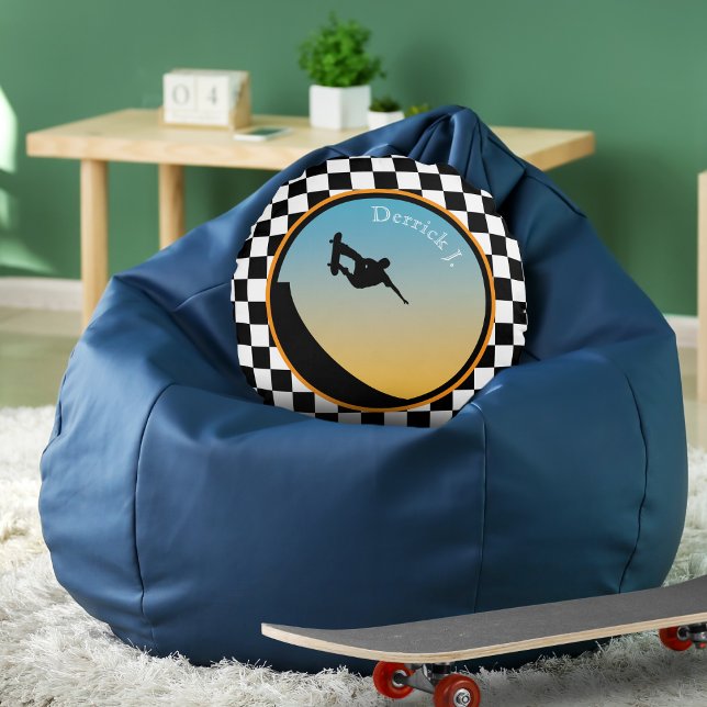 Skateboarding Chequered Round Cushion (Creator Uploaded)