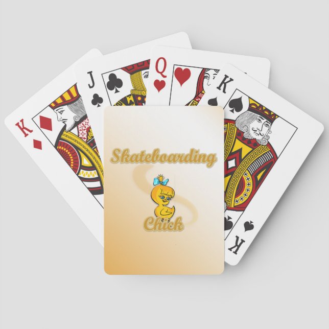 Skateboarding Chick Playing Cards (Back)