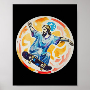 Skateboarding Christ Prayer Lord Church Faith Beli Poster