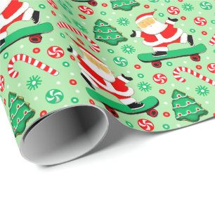 Skateboarding Christmas Gift Wrapping Paper