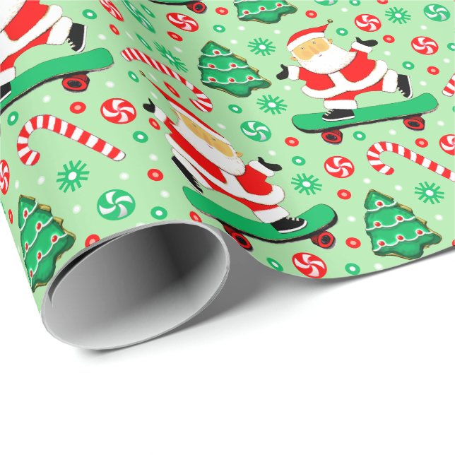 Skateboarding Christmas Gift Wrapping Paper (Roll Corner)